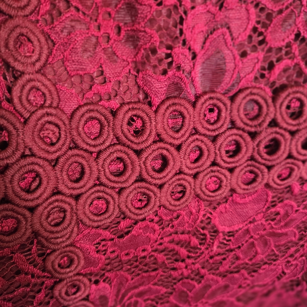 Chic Burgundy Lace Midi Dress - Picture 4 of 7